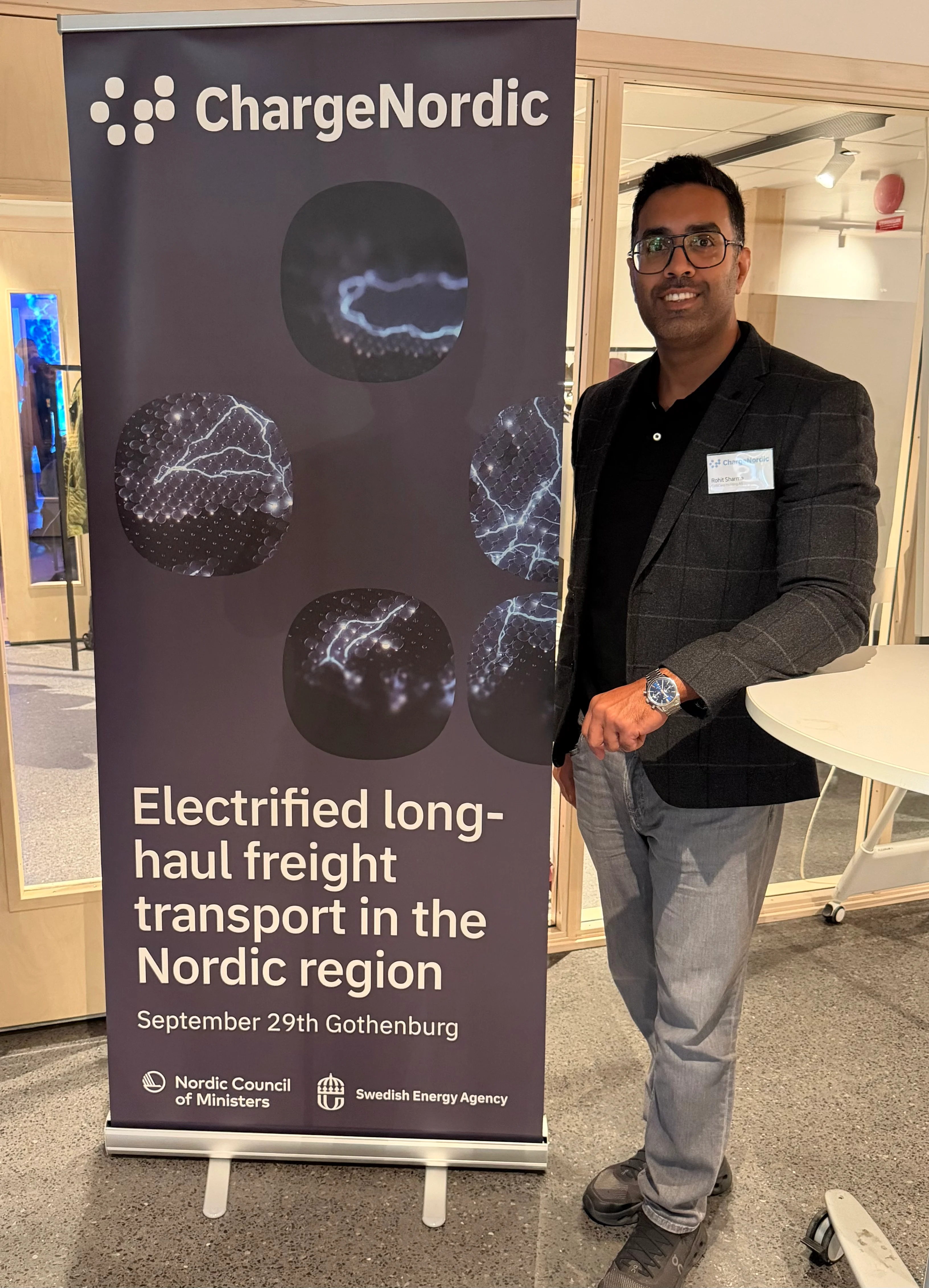 Rohit Sharma from ColliCare Logistics at the ChargeNordic workshop in Gothenburg.