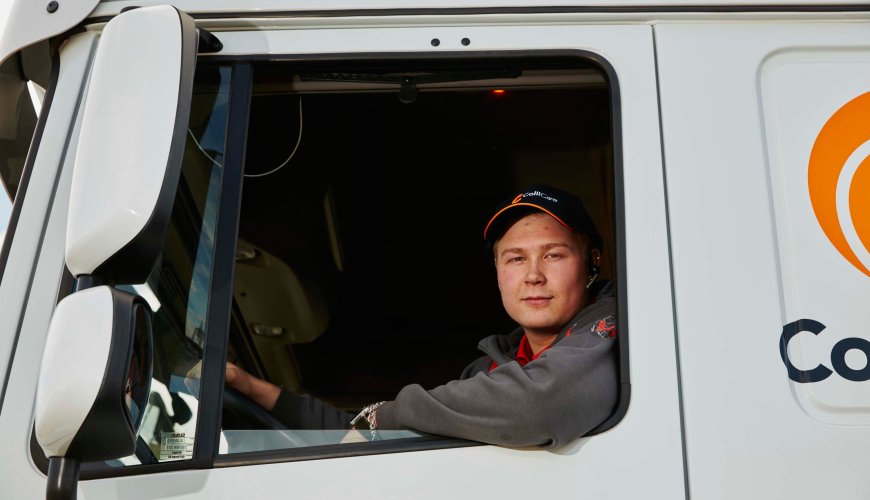 One of ColliCares trailerdrivers, on the road bringing goods to the customers.