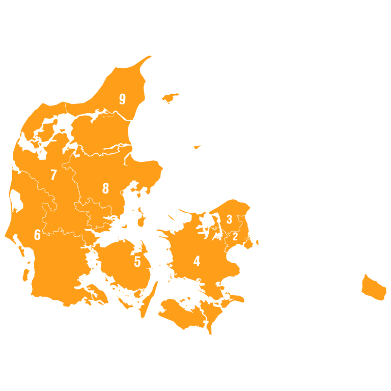 Postacode map for Denmark