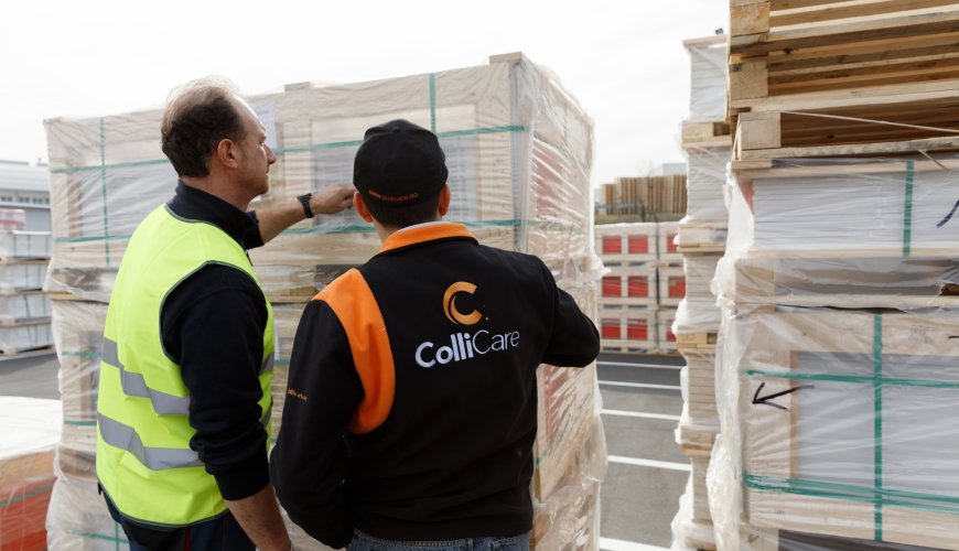 ColliCare-employee controlling cargo at a terminal located in Italy.