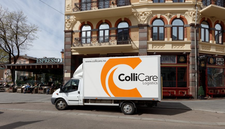A branded ColliCare-truck providing express homedelivery in Norway.