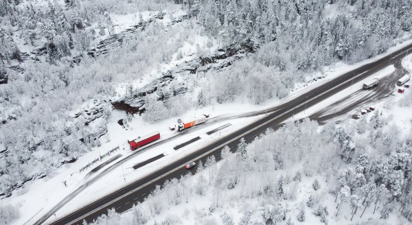 Truck on winter roads in norway