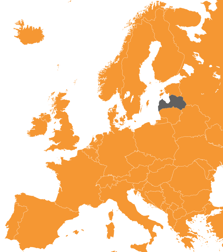 Map Latvia in Europe