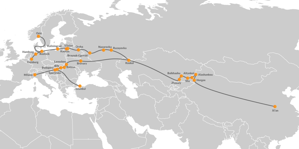 Togtransport og logistikk fra Kina til Europa